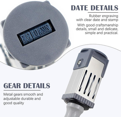 Time Date Stamp - Handheld Rolling Stamp, Round Plastic, Portable for Diary, Homework, Daily Use, 32MM