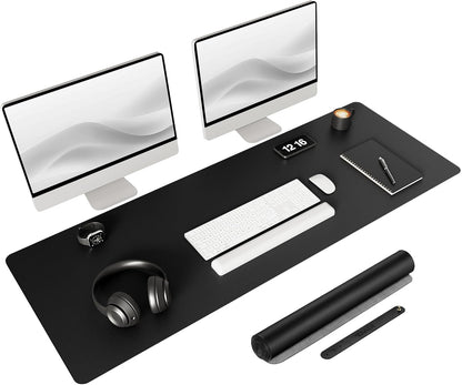 YSAGi Non-Slip Leather Desk Pad Long Size, Waterproof Laptop Computer Desk Keyboard Mat, Table Protector Blotter Mat, Large Mouse Pad for Office/Work/Home/Decor(Black, 47" x 17")