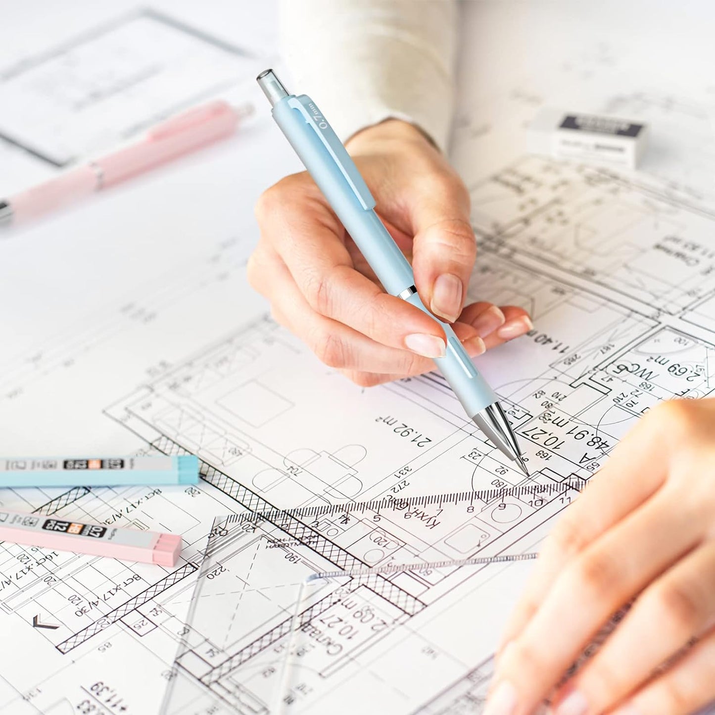 Nicpro 31PCS Pastel Mechanical Pencil Set with Case, Cute Art Drafting Pencils 0.5, 0.7, 0.9 mm & 2mm Lead Holder with 11 Tube Lead Refills(HB 2B), Aesthetic School Supplies for Drawing Sketching