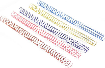 RAYSON 15.9mm Spiral Wire Coil Binding, 3:1 Pitch, 5/8" Metal Coils Spiral Binding 140 Sheets Capacity, Multicolor Color & Pack of 100