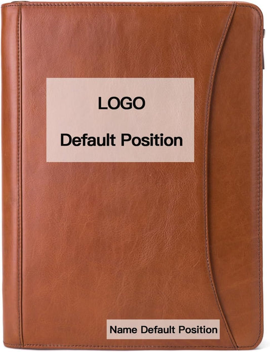 Personalized 3 Ring Binder Genuine Leather Portfolio, Front Pocket, Custom Engraved 8.5 x 11 Zippered Laptop Organizer for Men and Women, Professional Business Work Padfolio, Brown, Oil Tanned