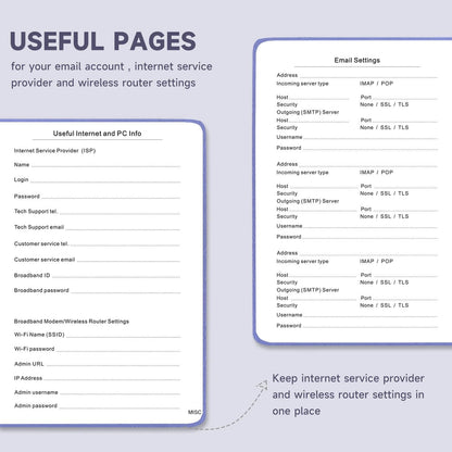 Password Book with Alphabetical Tabs – Hardcover Internet Address & Password Organizer – Password Keeper Notebook for Computer & Website – 7x 10" Log-in Password Journal w/Thick Paper (Lavender)