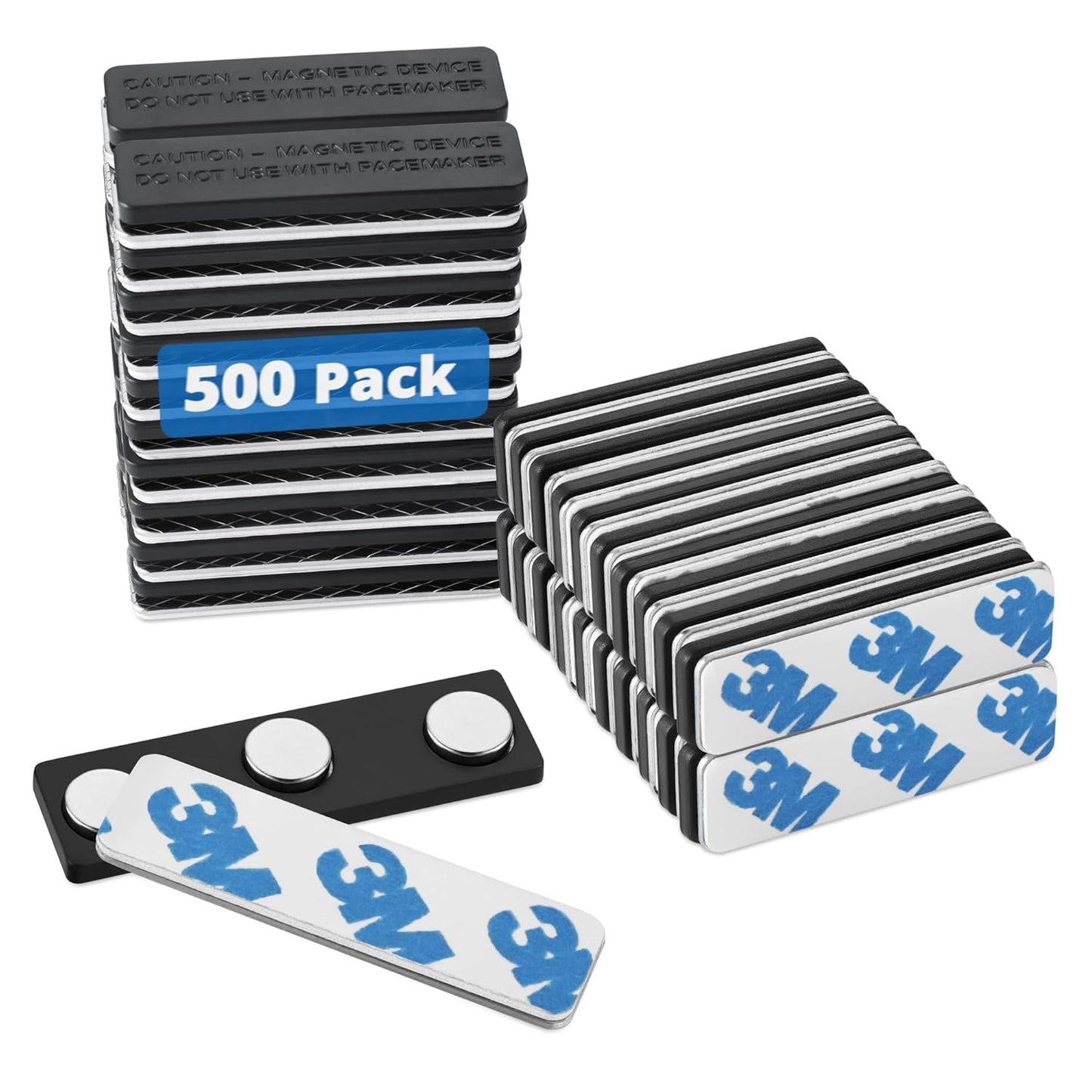 Mifflin-USA - Name Tag Magnets - 500 Pack, 1.75 x 0.5 Inches - Premium ID Badge Holder with 3 Extra Strong Neodymium Magnets