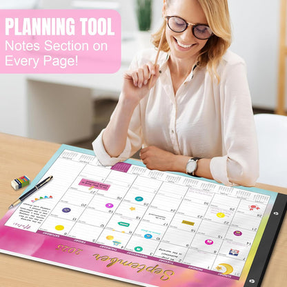 Gannyfer Desk Calendar 2025-2026, Large 22"x17" Monthly Calendar, July 2025 - Dec 2026, 18 Month Yearly Desktop Calendar with Notes, for Family, Office, and School(6 Stickers)