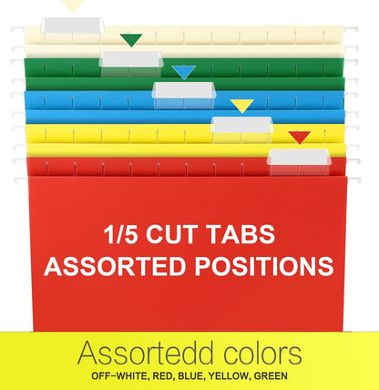 HERKKA Extra Capacity Hanging File Folders, 30 Pack Reinforced Letter Size Hanging Folders with Heavy Duty 2 Inch Expansion, Designed for Bulky Files, Medical Charts, Assorted Colors