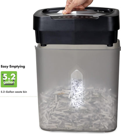 Aurora AU1232XB Anti-Jam 12-Sheet Crosscut Paper/Credit Card Shredder with 5.2-Gallon Wastebasket (Black/Semi Translucent Gray)