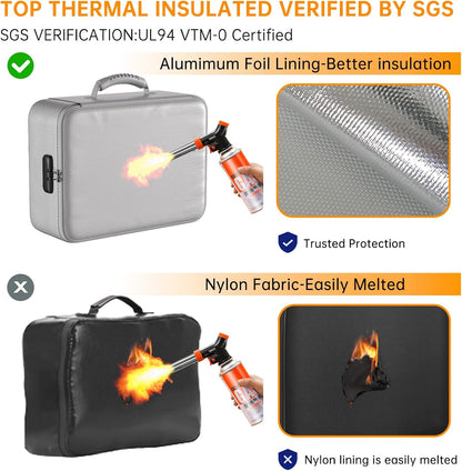 DocSafe 5200°F Document Organizer with Lock,Upgraded Heat Insulated Fireproof＆Waterproof Box 8 Layers File Organizer,Portable Home Travel Safe Storage for Important Documents, Files,Silver (Soft)