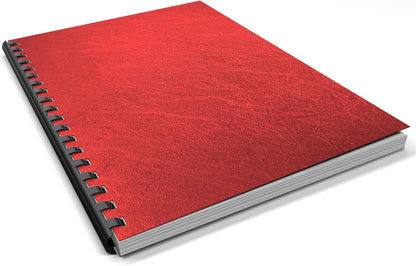 Binditek 50 Pack 16 Mil Leather Textured Polycovers - Binding Presentation Covers for Business Reports and Proposals 8-1/2 x 11 Inches, Red Color, for Students and Coworkers