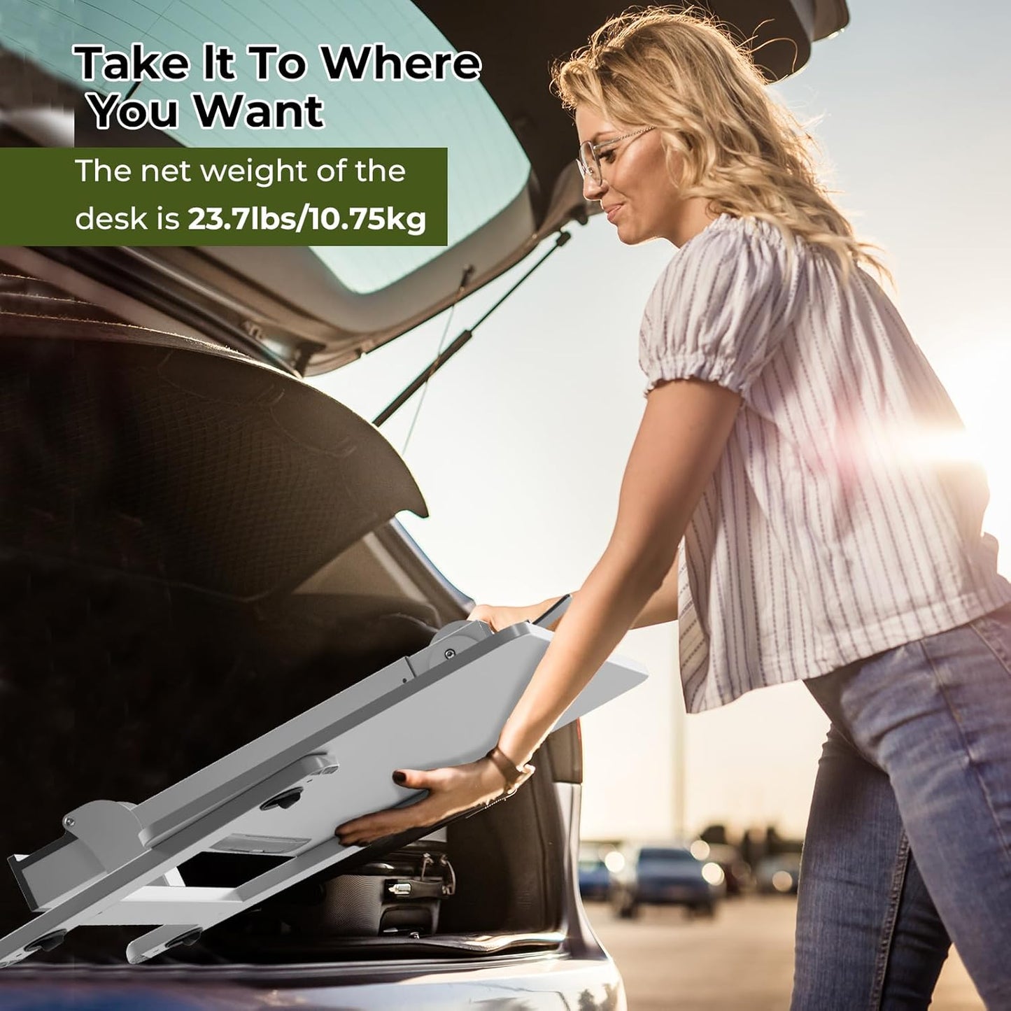 Foldable Standing Desk，Small Mobile Sit-Stand Desk with 90 Tiltable Top，Rolling Rising Laptop Workstation Adjustable Height，Portable Table on Hidden Wheels/4 Lockable Casters，White