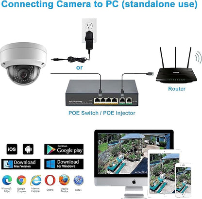 Real HD 8MP 4K PoE IP Security Camera Outdoor 98Ft IR Night Vision, 2.8mm Wide Angle 105° FOV, H.265, Waterproof IP66, Metal Housing Vandal Proof Dome IP Camera, NDAA Compliant