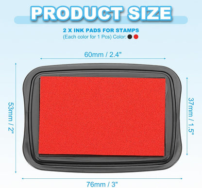 PATIKIL 3"x2" Large Stamp Pad, 2Pcs Washable Craft Ink Pad for Rubber Stamp Card Making Stamping Scrapbook Fingerprint Handprint, Red/Black