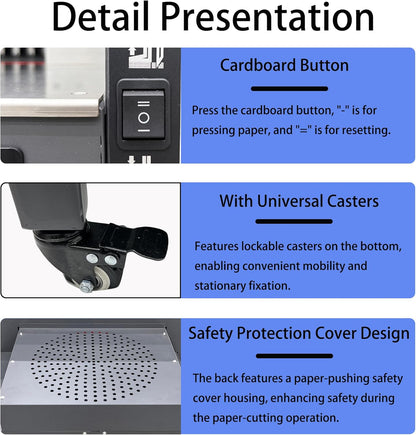 Electric Paper Cutter 110V Programmable Guillotine Cutter with LCD Display Double Safety Buttons Maximum Cutting Length 490mm Three Cutting Modes for Cutting Books Pictures Documents Files