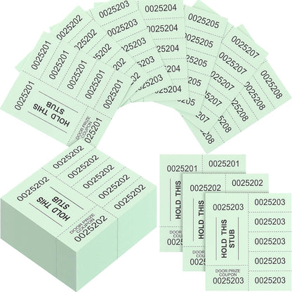 Kosiz 504 Sheets 5 Bid Raffle Ticket with Different Numbers Per Sheet Chinese Auction Tickets for Events Church Basket Auction Silent (Light Green)