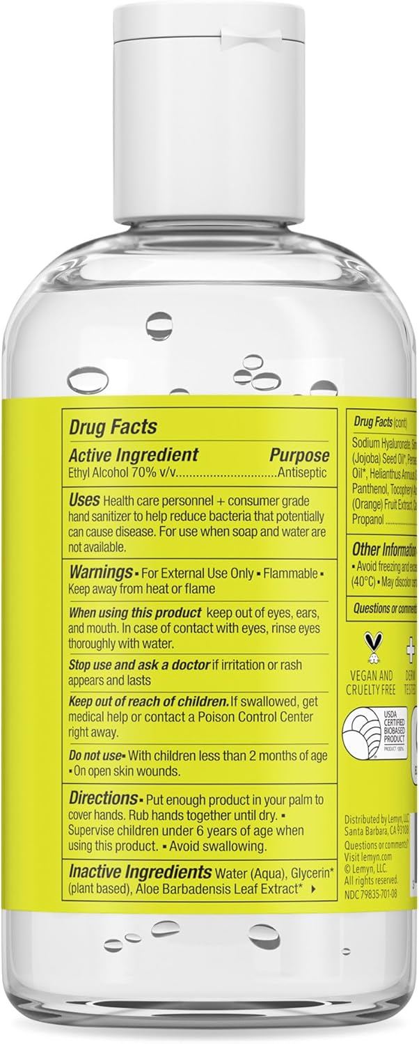 Medical Grade Hand Sanitizer Gel - 97% ORGANIC - 8 FL.OZ. Flip-Top (PACK OF 4)