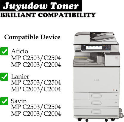 MP C2503 Toner for Ricoh MP C2003 Toner Cartridge Compatible for Ricoh Aficio Lanier Savin MP C2503 C2003 C2004 C2504 (BCMY, 4-Pack) Part#: 841918 841919 841920 841921 High Yield