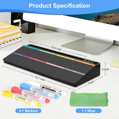 Desktop Glass Whiteboard with Storage, Colorful Weekly Calendar Desk Dry Erase White Board, Desk Organizers and Accessories, Weekly Planner with Notes for List, Planning, Memo, Office, Home, School