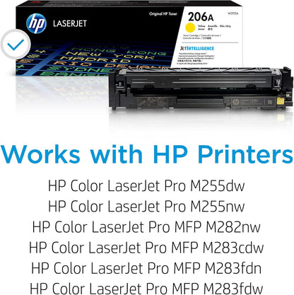 HP 206A Yellow Toner Cartridge | Works with HP Color LaserJet Pro M255, HP Color LaserJet Pro MFP M282, M283 Series | W2112A