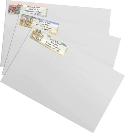 Rural America Assorted Country Scenes Personalized Return Address Labels with Dispenser - Roll of 250 Custom Labels