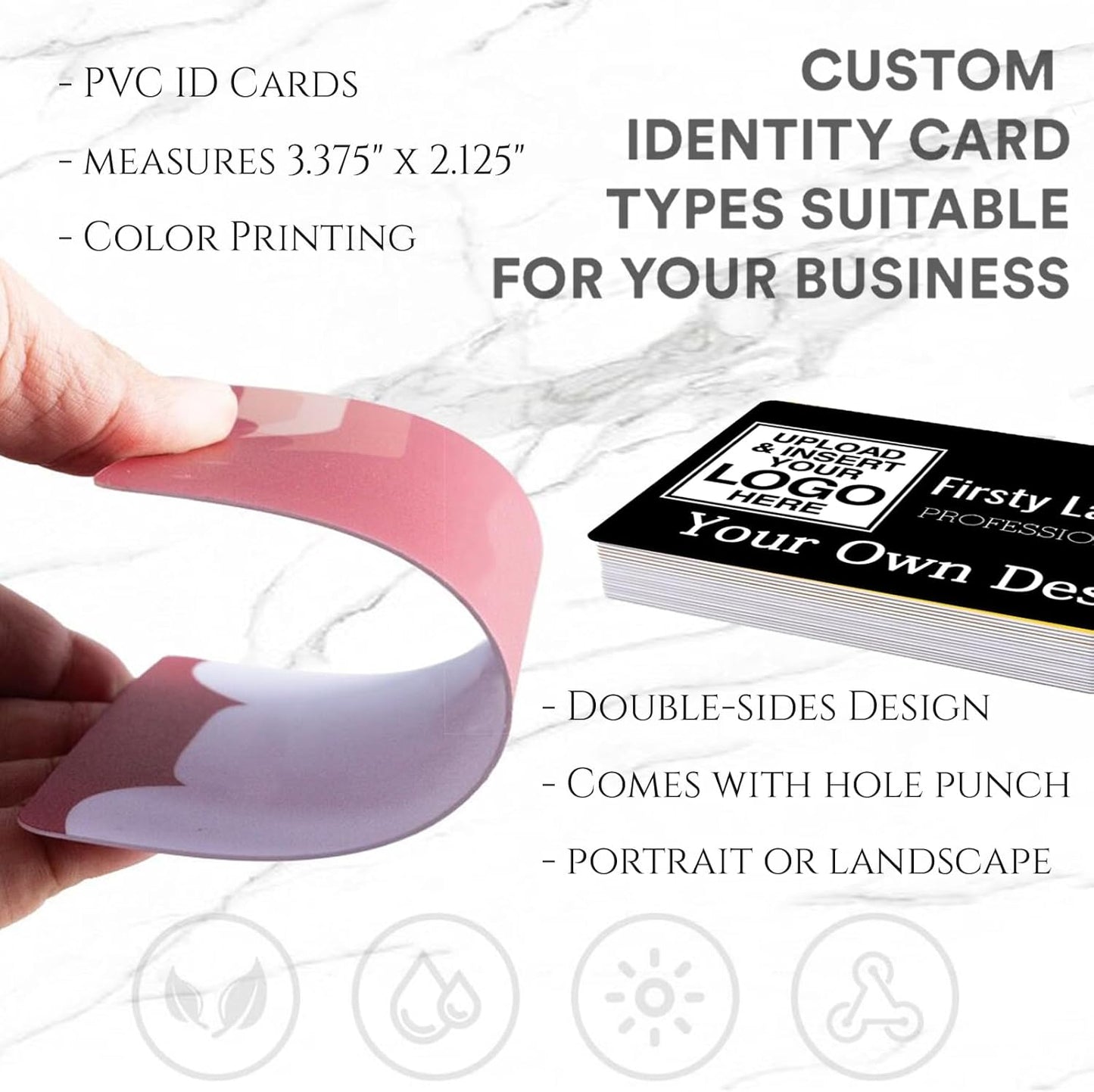 Custom Id Badge, Personalized Employee Photo Identification Card, Customized Plastic ID Card for Office Worker Doctor Nurse Student - No Punch Hole