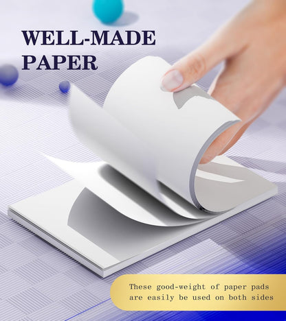 Notepads 3x5, 6 Pack Small Note Pads, Server Note Pads, Scratch Pads 3x5, Memo Pads White Paper, 50 Sheets per Blank Note pads 3x5, Small Writing Pads Pocket Notepads for Office School Home Supplies