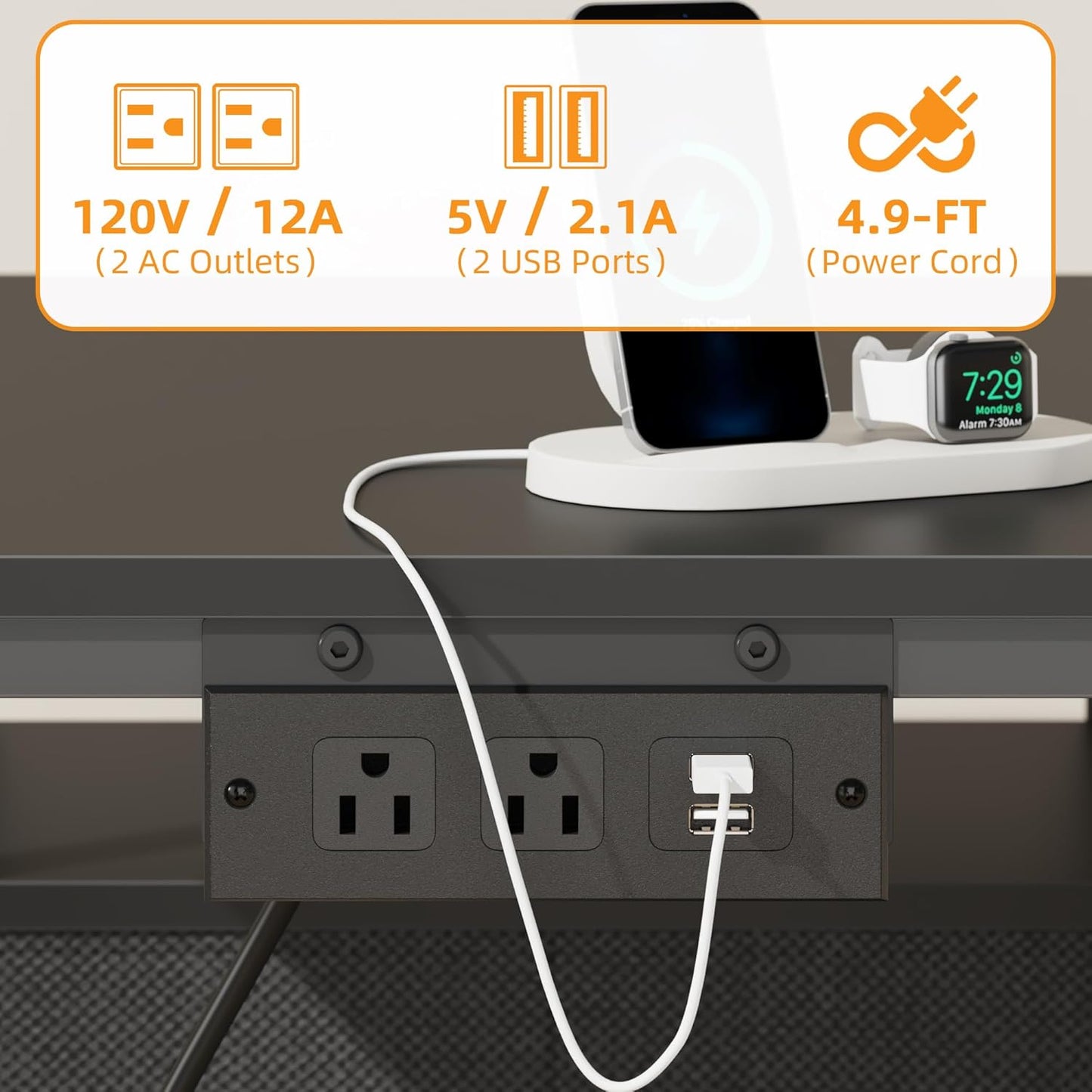 Printer Stand with Power Outlet/Fabric Drawers, Printer Cabinet with Storage Shelf and Rolling Shredder Stand, Printer Table for Home Office, 25.6"×17.7" Black