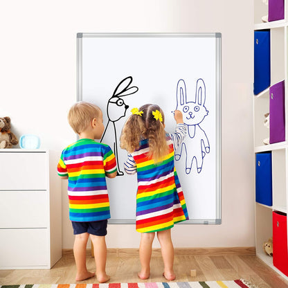 Dry Erase Board for Wall Aluminum Presentation Magnetic Whiteboard with Long Pen Tray, Wall-Mounted White Board for School, Office and Home (40"x30")