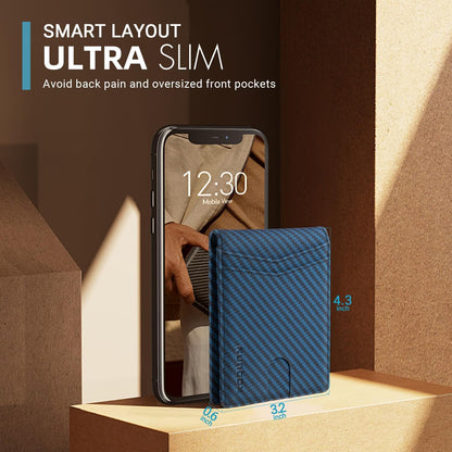 RUNBOX Wallet for Men Slim Rfid Leather 2 ID Window With Gift Box