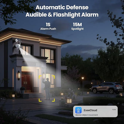 2K Cameras for Home Security-Solar Security Cameras Wireless Outdoor with 360° View Pan/Tilt WiFi Security Camera Outside with Color Night Vision, PIR Sensor, Easy to Install, 2-Way Audio