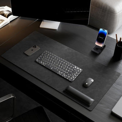 Leather Desk pad for Computer and laptops, Ideal for Gaming and Office use, Large Mouse pad and Keyboard mat,Desk mat Special for Man. A complimentary Wrist pad and Phone Stand.(Black, 15.7"x 31.5")