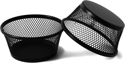 SLSON 6Pack Paper Clip Holder Wire Mesh Paperclip Dish Holders Desktop Round Paper Clip Dispenser for Desk Office Organizer Accessories,Black