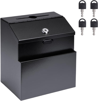 Suggestion Box with Slot and Lock Metal Wall Mounted Donation Box with 4 Keys