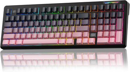 LINGBAO K98 Wireless Mechanical Gaming Keyboard, 10000mAh Battery Tri-Mode BT5.0/2.4GHz/USB-C, Gasket Custom Hot-Swappable Linear Switches Mechanical Keyboards, RGB Backlit Keyboard for PC Laptop