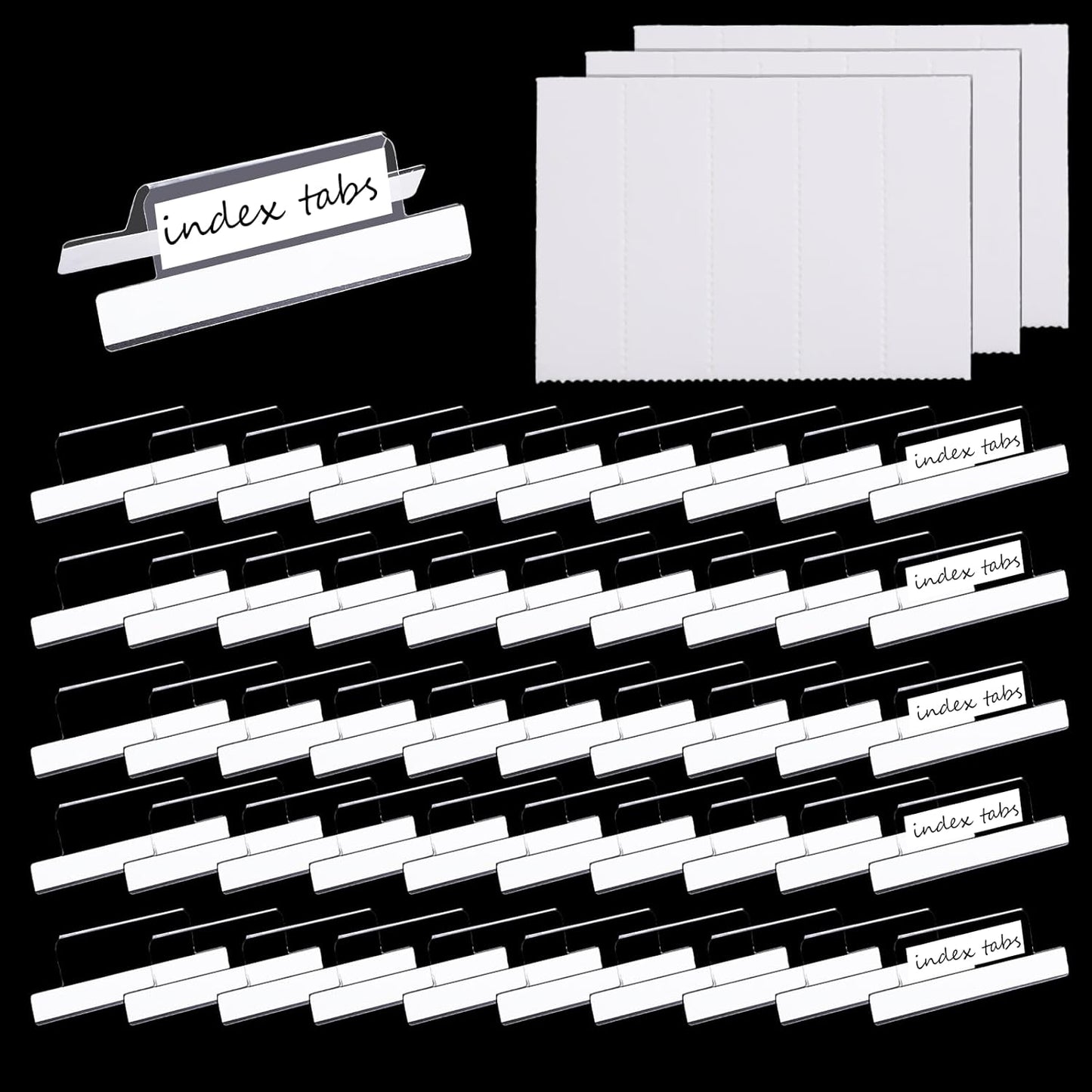 2 Inch Insertable Self Adhesive Tabs with Printable Inserts Self Adhesive Index Tabs Clear Plastic Sticky Divider Tab Divider Tab Stick on Paper Stickys Tabes with File Folder Labels for Binder, 50PCS