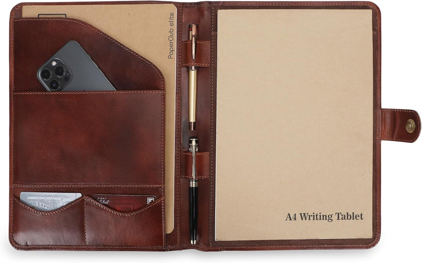 Leather Padfolio Legal Pad Portfolio Organizer | Handmade Executive Notebook Binder | Heavy Duty Full Grain Cow Hide Resume Interview Folio for Men Women, Rustic NoteBook Folder (Wine)