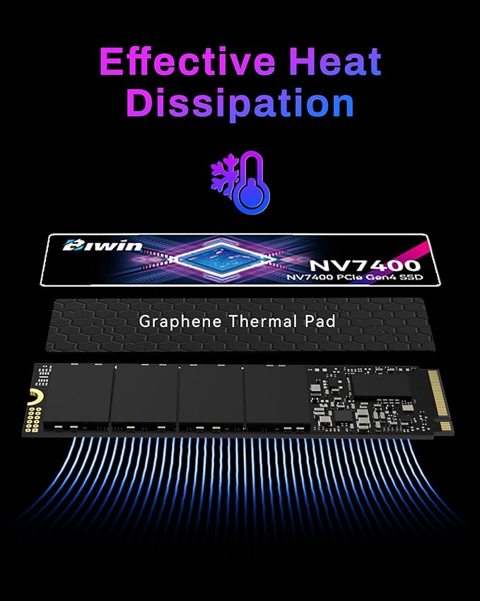 BIWIN Black Opal NV7400 4TB SSD Gen4x4, Read Speed up to 7450MB/s, NVMe M.2 2280 PCIe 4.0 Internal PC Solid State Drive for Laptop/Desktop/PS5