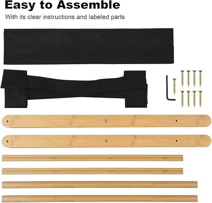 VASMIA Luggage Rack, Folding Suitcase Stand with Storage Shelf,Bamboo Luggage Stand for Guest Room,Bedroon and Hotel,Holds up to 131 lb,Fit Most Luggage Size,Natural