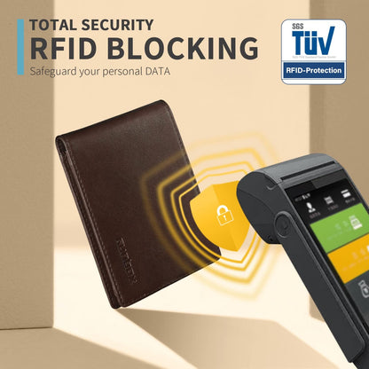 RUNBOX Wallet for Men Slim Rfid Leather 2 ID Window With Gift Box