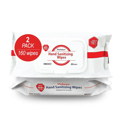 Mediwiper - 160 Wipes (80 * 2PK) Alcohol-Free Sanitizing Wipes Disinfecting Large Unscented Wet Wipes Bulk, Hand Sanitizer