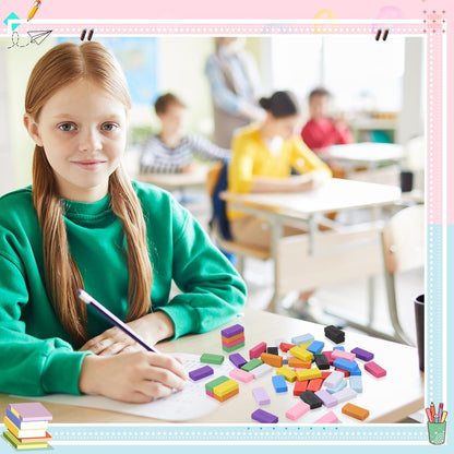 144 Pcs Bulk Erasers for Kids Pencil Erasers First Day of School Gifts for Student Pastel Colors Neon Colors Cute Party Favor for Classroom Art Office, Back-to-School Supplies(Multicolor)