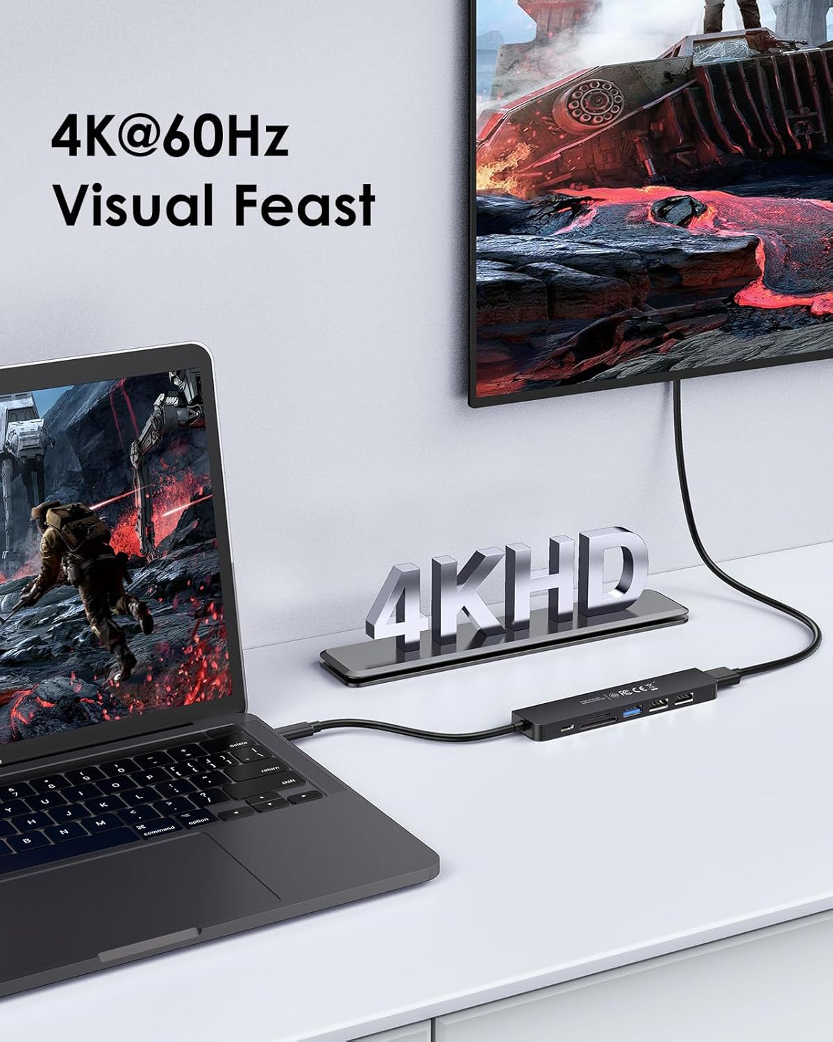 LENTION USB C Hub with 100W Charging, 4K@60Hz HDMI, Dual Card Reader, USB 3.0 & 2.0 Compatible 2024-2016 MacBook Pro, New Mac Air/Surface, Chromebook, More, Stable Driver Adapter (CB-CE18p.Black)