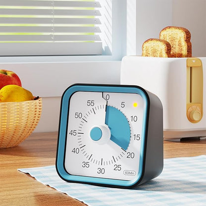 Visual Timer for Kids with Pause Function, 60 Minute Countdown Timer for Kids Desk Study, Teaching, Kitchen Cooking, Office Meetings, Time Management for ADHD (Black)