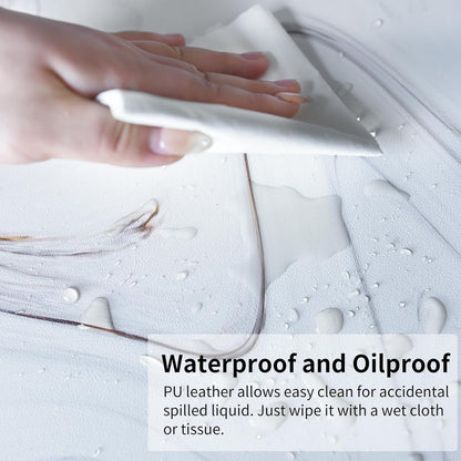 QIYI Large Mouse Pad, Cute Marble White Desk Mat, PU Leather Desk Protector Mousepad, Gold Grey Striped Waterproof Computer Keyboard Gaming Mouse Pads, Non Slip Extended Writing Pad 31.5" x 15.7"