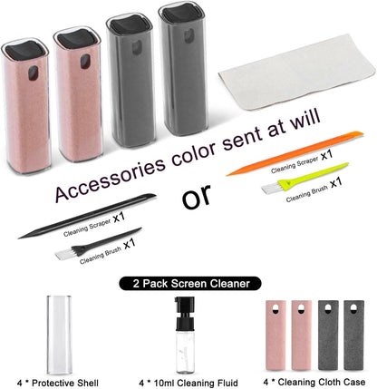 walrfid 4Pcs Car Screen Cleaner, Computer Screen Cleaner Spray and Wipe, Laptop Cleaner Kit for Cleaning iPad, iPhone, Cellphone, Monitor, Macbook Pro, Car Display, Electronic Device Screen, Grey Pink