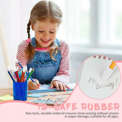 PRALB 200PCS Grayish White Pencil Top Eraser Caps - Compact Bullet Tip Erasers for Home, School & Office Essentials