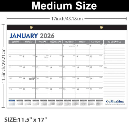 OuMuaMua Desk Calendar 2025-19 Months Desktop Wall Calendar 17 x 11.5 Inches from Jun. 2025 to Dec. 2026 with Julian Date To-do & Notes for School Home Office Planning & Organizing