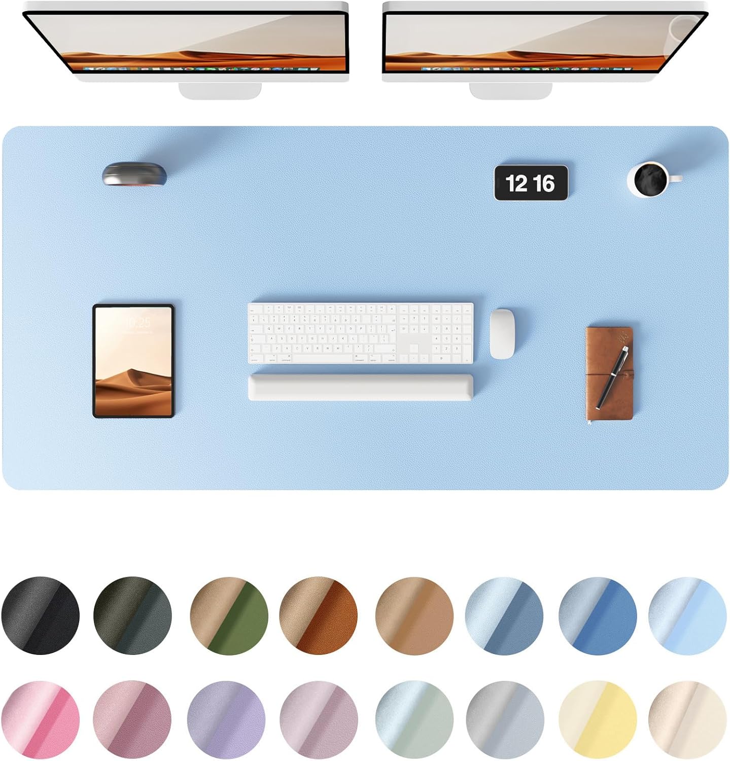 YSAGi Leather Desk Protector, Office Mat, Large Mouse Mat, Non-Slip PU Leather Blotter, Laptop Pad, Waterproof Writing Pad for Office and Home (Baby Blue, 47.2" x 23.6")