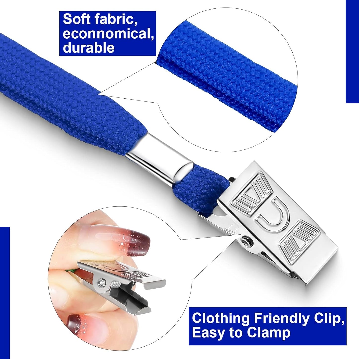 Marspark 50 Sets Clear Name Tags with Lanyard, Lanyards for ID Badges Reusable Strap with ID Holder Plastic Name Badges for Adults Business School Church Conference (Blue)