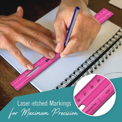 Clear Plastic Rulers 12 Inch, Rulers Bulk for Classroom Assorted Colors 10 Count Metric and Inches Ruler, Shatterproof Ruler 12 Inch