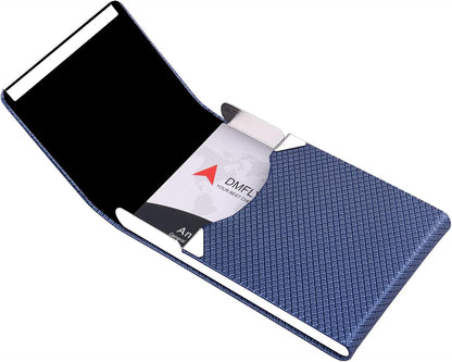 Business Card Holder for Women & Men - Multi Card Case, Business & Pocket Card Holder, Credit & Name Card Wallet with Magnetic Closure, Blue-zs