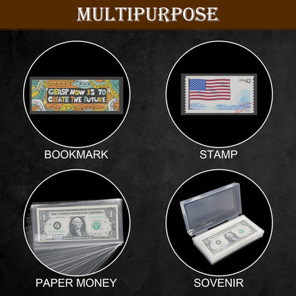 200 Pieces Currency Sleeves, Dollar Bill Holder with Storage Case for Collectors, Plastic Paper Money Holders Money Sleeves Protector for Bills, Album Banknotes Stamp Paper Protector Slab Holder